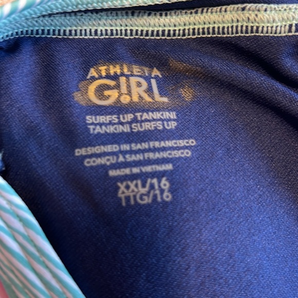 NWT Athleta Girl “Surfs Up” Tankini Top Floral Blue Print Size XXL /16 - Picture 4 of 5
